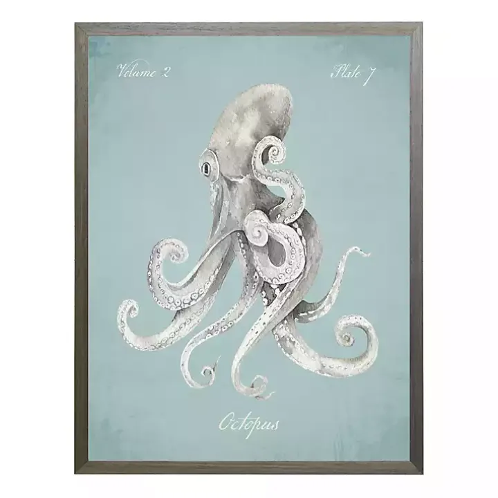 Octopus in Blue Framed Art Print