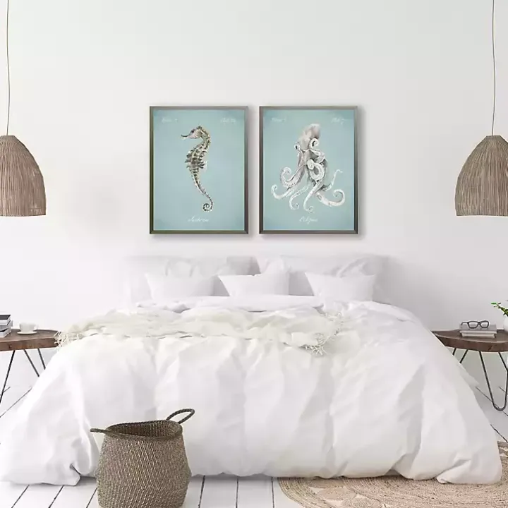 Octopus in Blue Framed Art Print