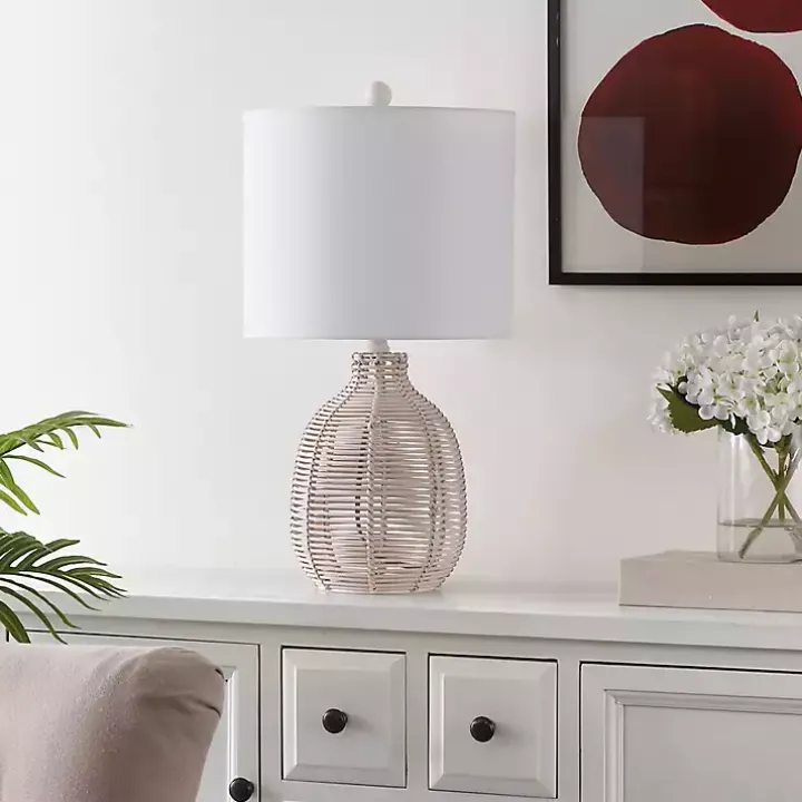 Off White Rattan Orion Table Lamp