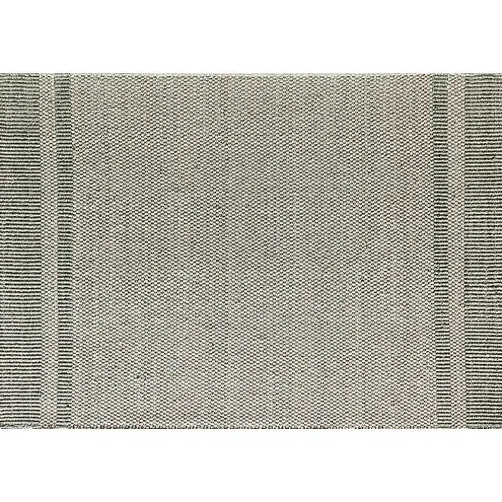Olive Striped Border Area Rug