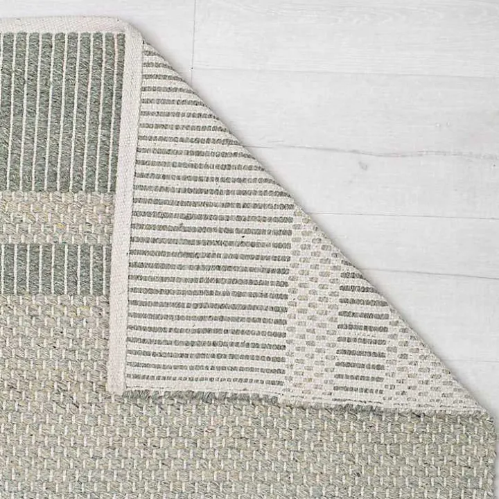 Olive Striped Border Area Rug