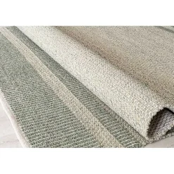 Olive Striped Border Area Rug