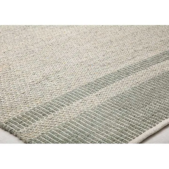 Olive Striped Border Area Rug
