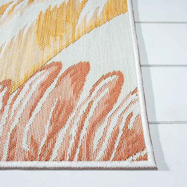 Orange & Green Palms Reversible Outdoor Rug, 5x7