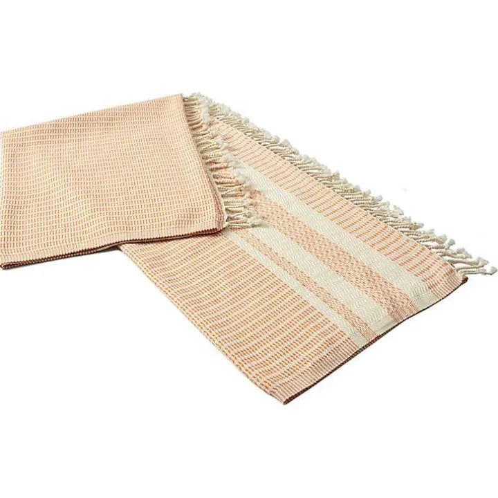 Orange and White Stripes Cotton Throw