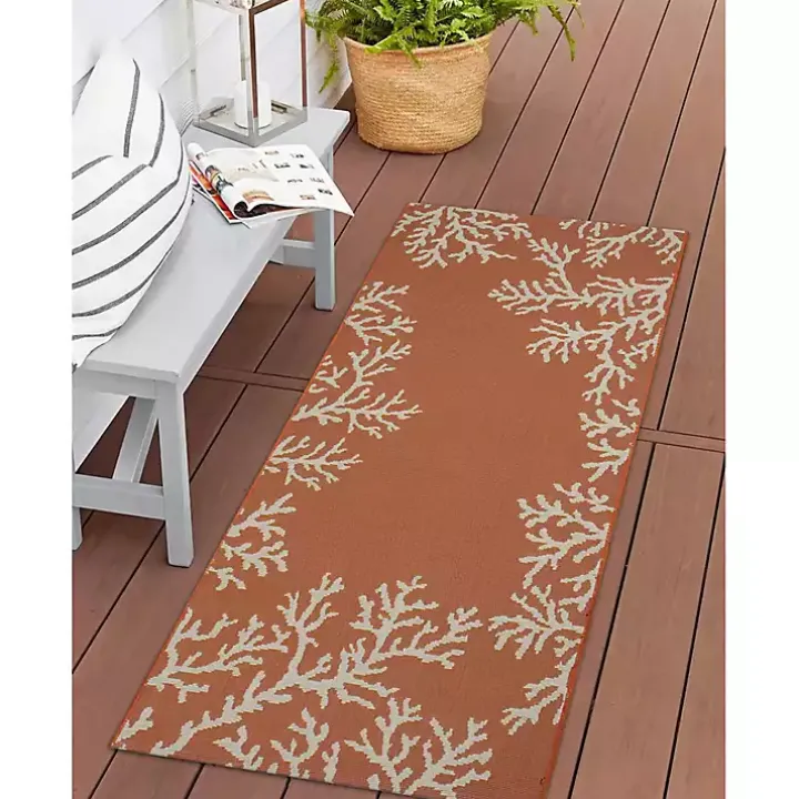 Orange Coral Indoor/Outdoor Runner, 1x4
