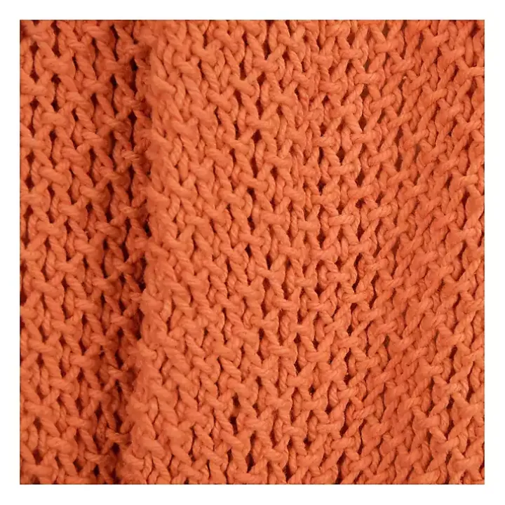 Orange Cotton Tassel Throw