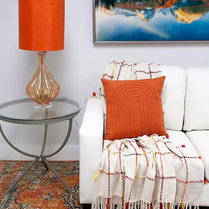 Orange Curved Stripes Pillow