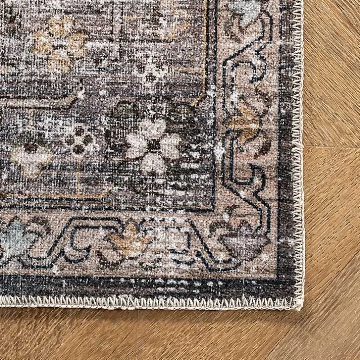Orange Distressed Medallion Washable Area Rug, 4x6