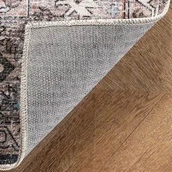Orange Distressed Medallion Washable Area Rug, 4x6