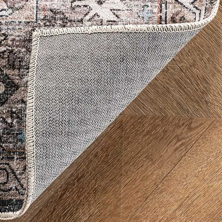 Orange Distressed Medallion Washable Area Rug, 4x6