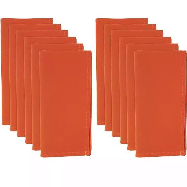 Orange Everyday Polyester Cloth Napkins, Set of 12