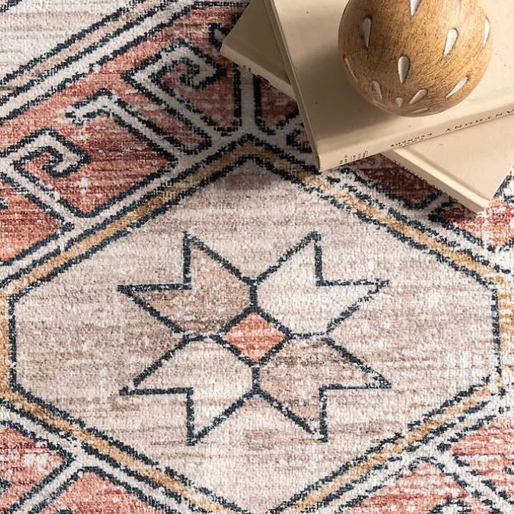 Orange Global Motif Washable Area Rug, 3x5