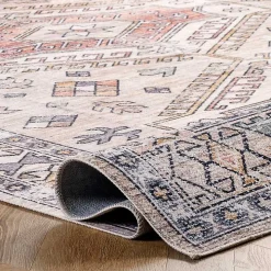 Orange Global Motif Washable Area Rug, 3x5