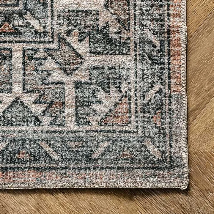 Orange Global Pattern Washable Area Rug, 4x6