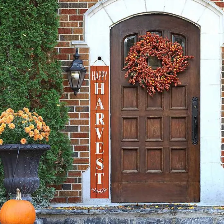 Orange Happy Harvest Porch Board, 10 in.