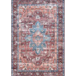 Orange Medallion Washable Runner