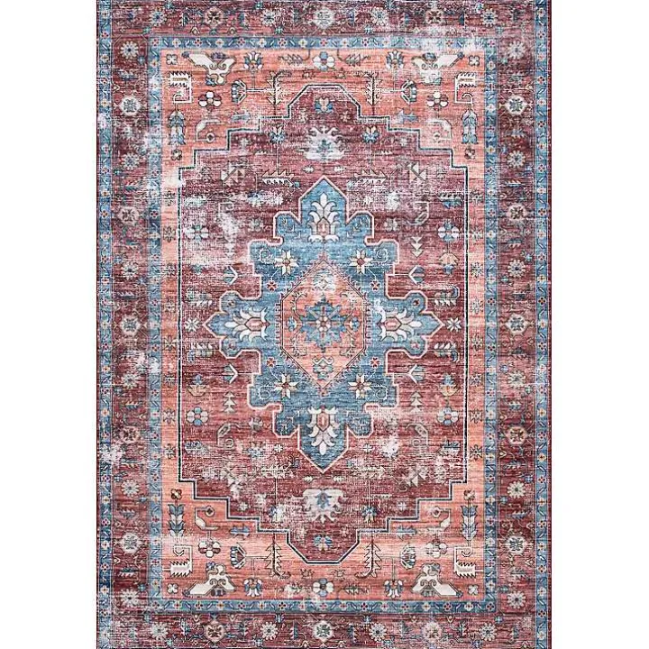 Orange Medallion Washable Runner