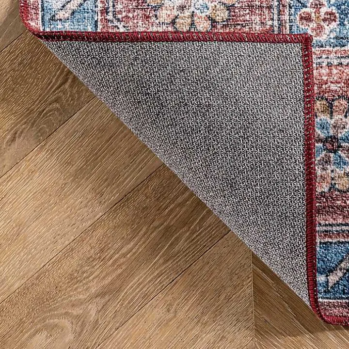 Orange Medallion Washable Area Rug, 4x6