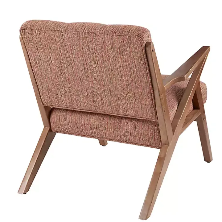 Orange Mid-Century Pecan Finish Accent Chair
