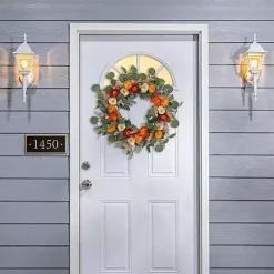 Orange Mixed Spring Floral Wreath