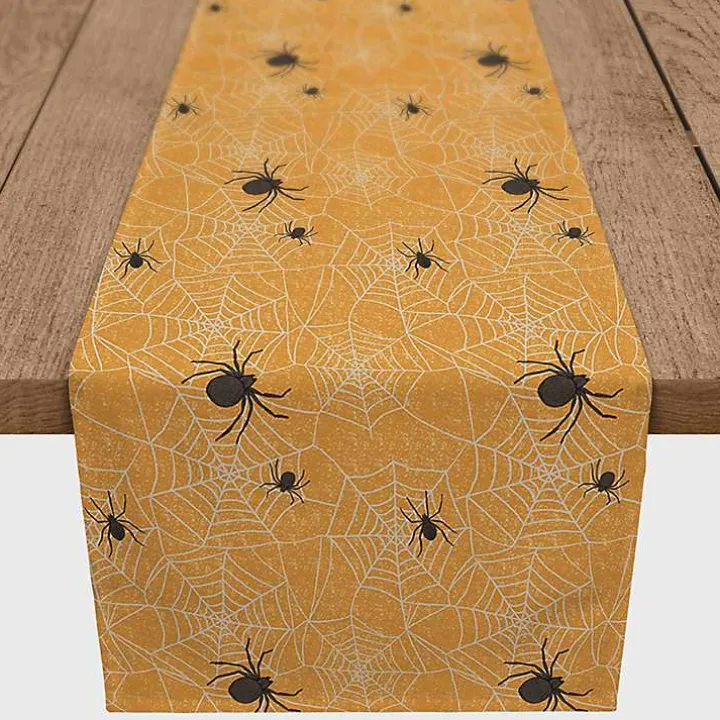 Orange Spiderwebs Halloween Table Runner, 72 in.