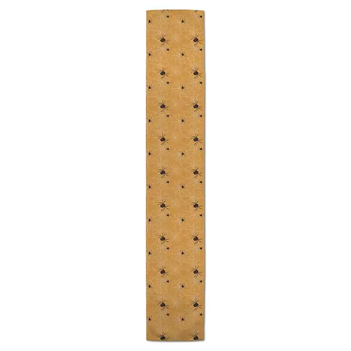 Orange Spiderwebs Halloween Table Runner, 90 in.