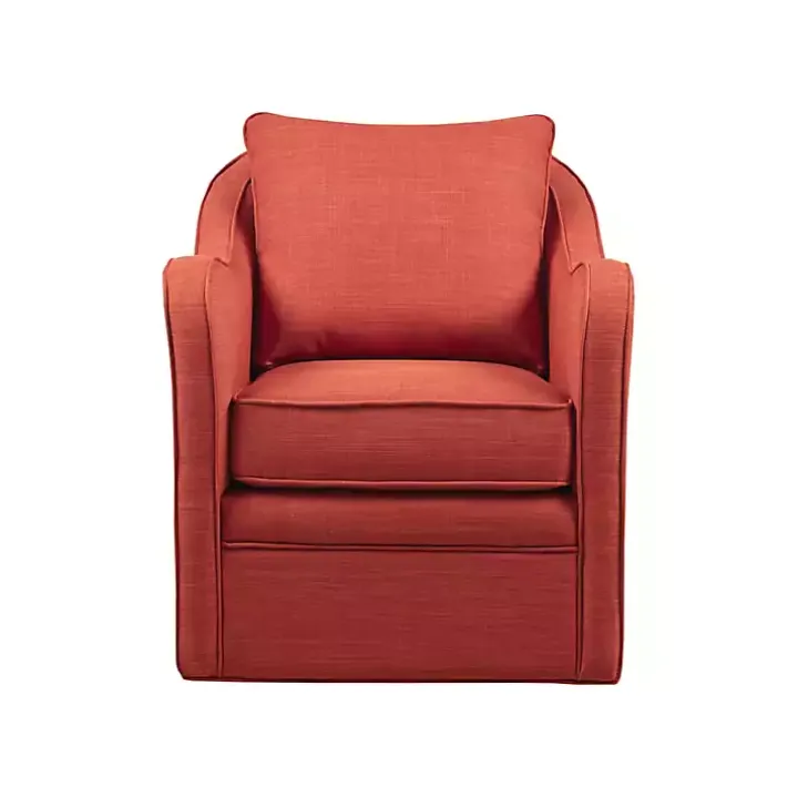 Orange Swivel Upholstered Wide Seat Accent Chair