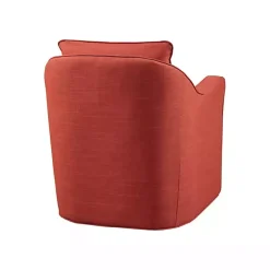 Orange Swivel Upholstered Wide Seat Accent Chair