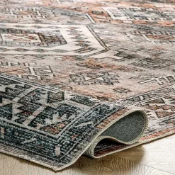 Orange Tribal Washable Area Rug, 6x9