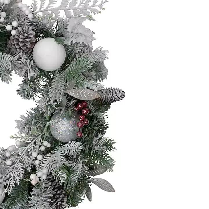 Ornaments and Frosted Cedar Berries Wreath