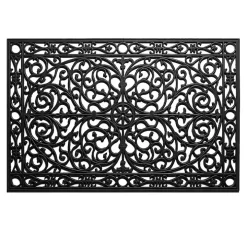 Ornate Art Deco Rubber Doormat, 36x24 in.