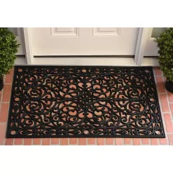 Ornate Art Deco Rubber Doormat, 36x24 in.