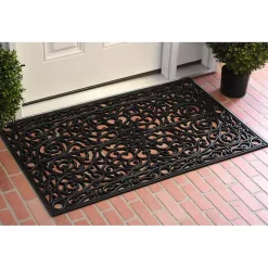 Ornate Art Deco Rubber Doormat, 36x24 in.