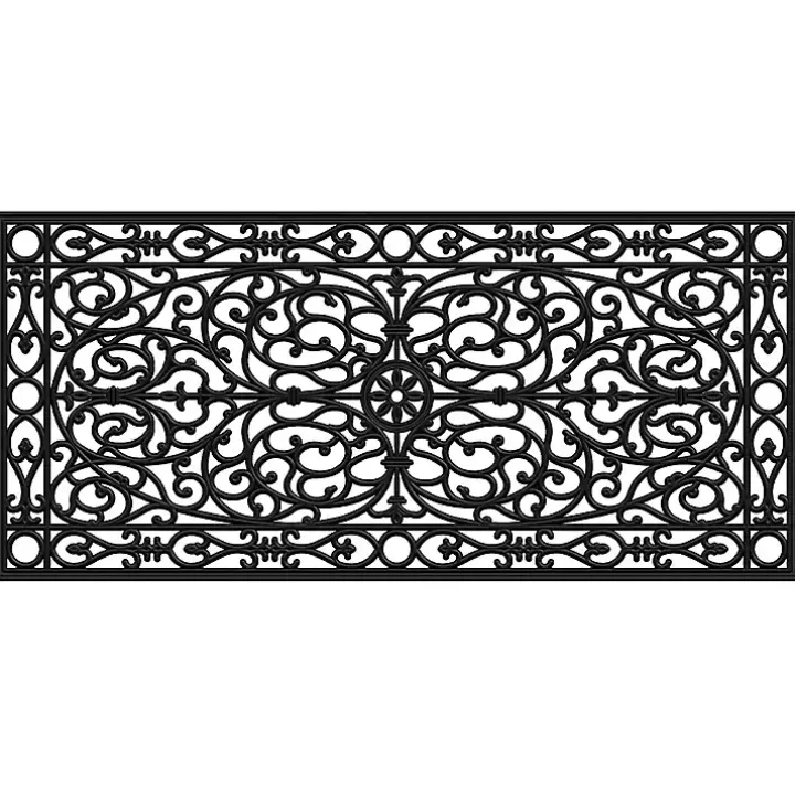 Ornate Art Deco Rubber Doormat, 48x22 in.