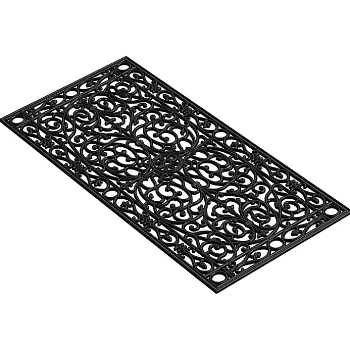 Ornate Art Deco Rubber Doormat, 48x22 in.