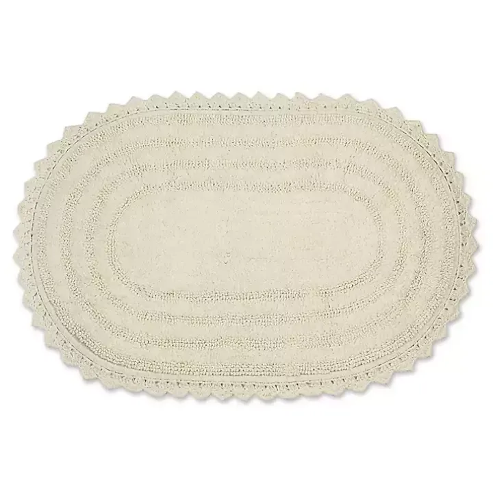 Oval Classic Ivory Crochet Bath Mat