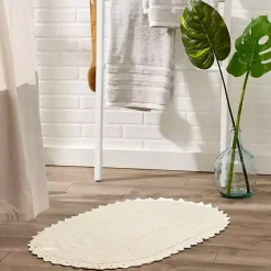 Oval Classic Ivory Crochet Bath Mat