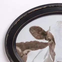 Oval Cow Selfie Framed Art