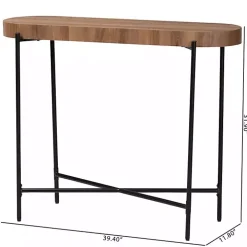 Oval Light Brown Wood X Base Console Table