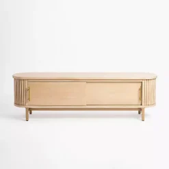 Oval Ribbed Sliding Doors Coffee Table