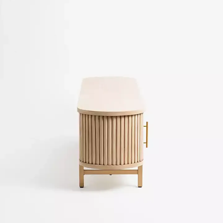 Oval Ribbed Sliding Doors Coffee Table