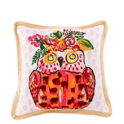 Owl Be There Jute Trim Outdoor Pillow