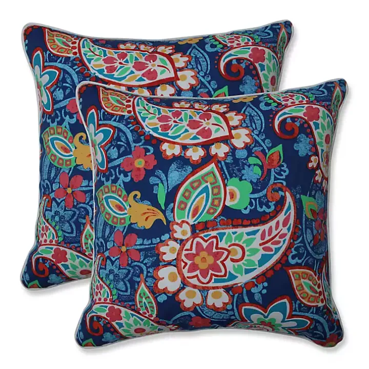 Party Paisley Outdoor Pillows, Set of 2