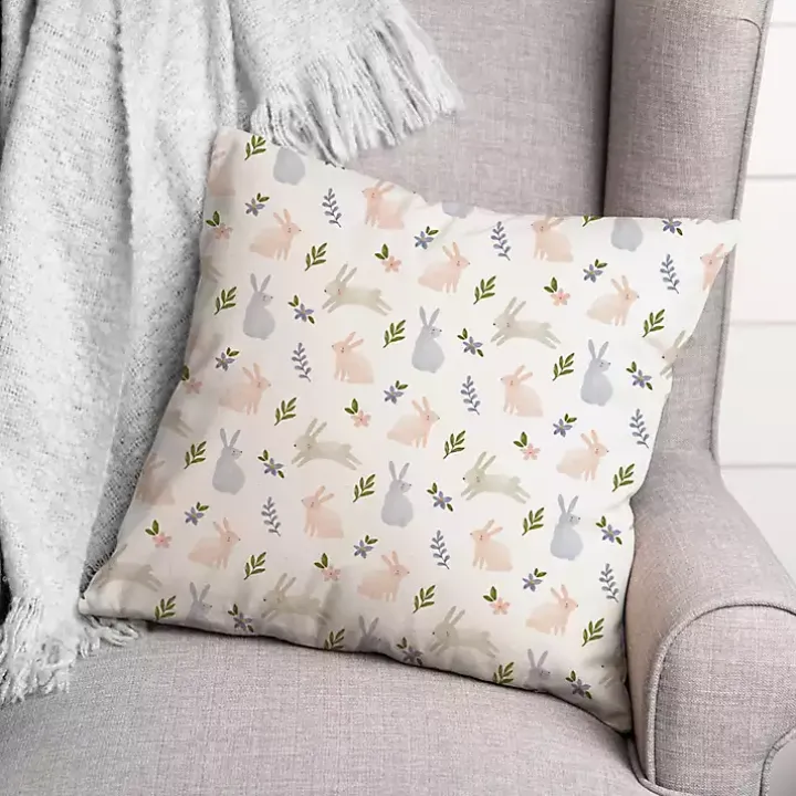Pastel Botanical Bunnies Indoor/Outdoor Pillow