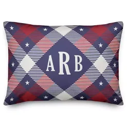 Patriotic Argyle Monogram Indoor/Outdoor Pillow