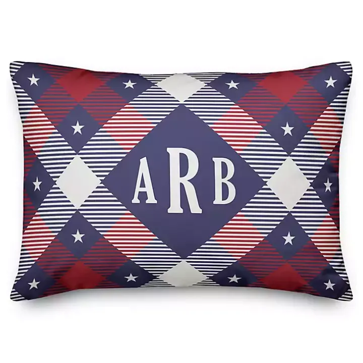 Patriotic Argyle Monogram Indoor/Outdoor Pillow