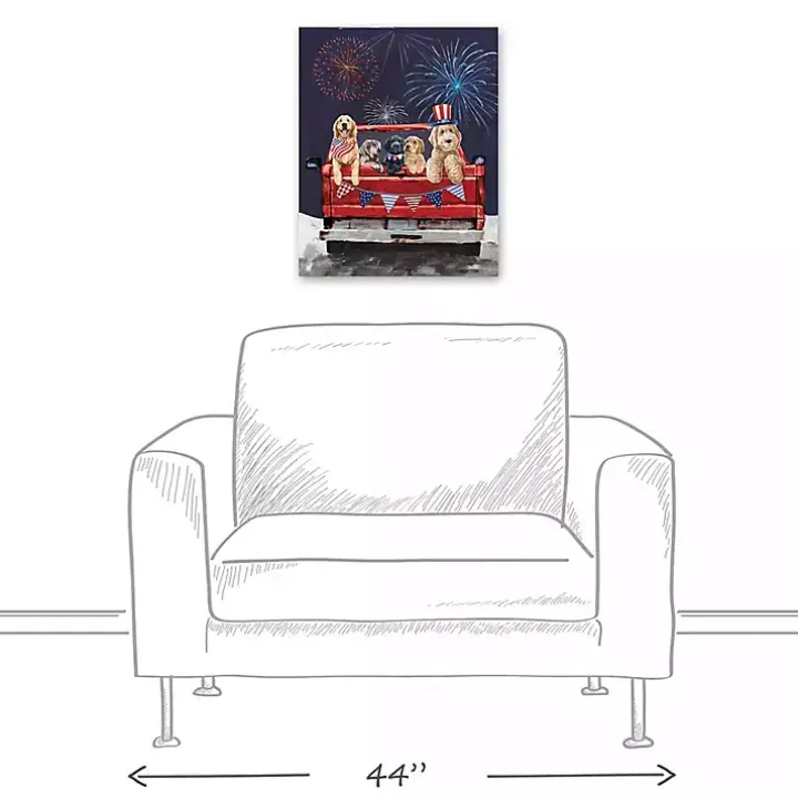 Patriotic Puppy Pickup Canvas Art Print