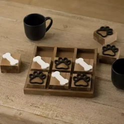 Paw Print & Dog Bone Wooden Tic-Tac-Toe Set