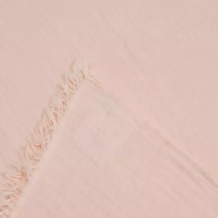 Peach Crinkled Cotton Fringe Throw